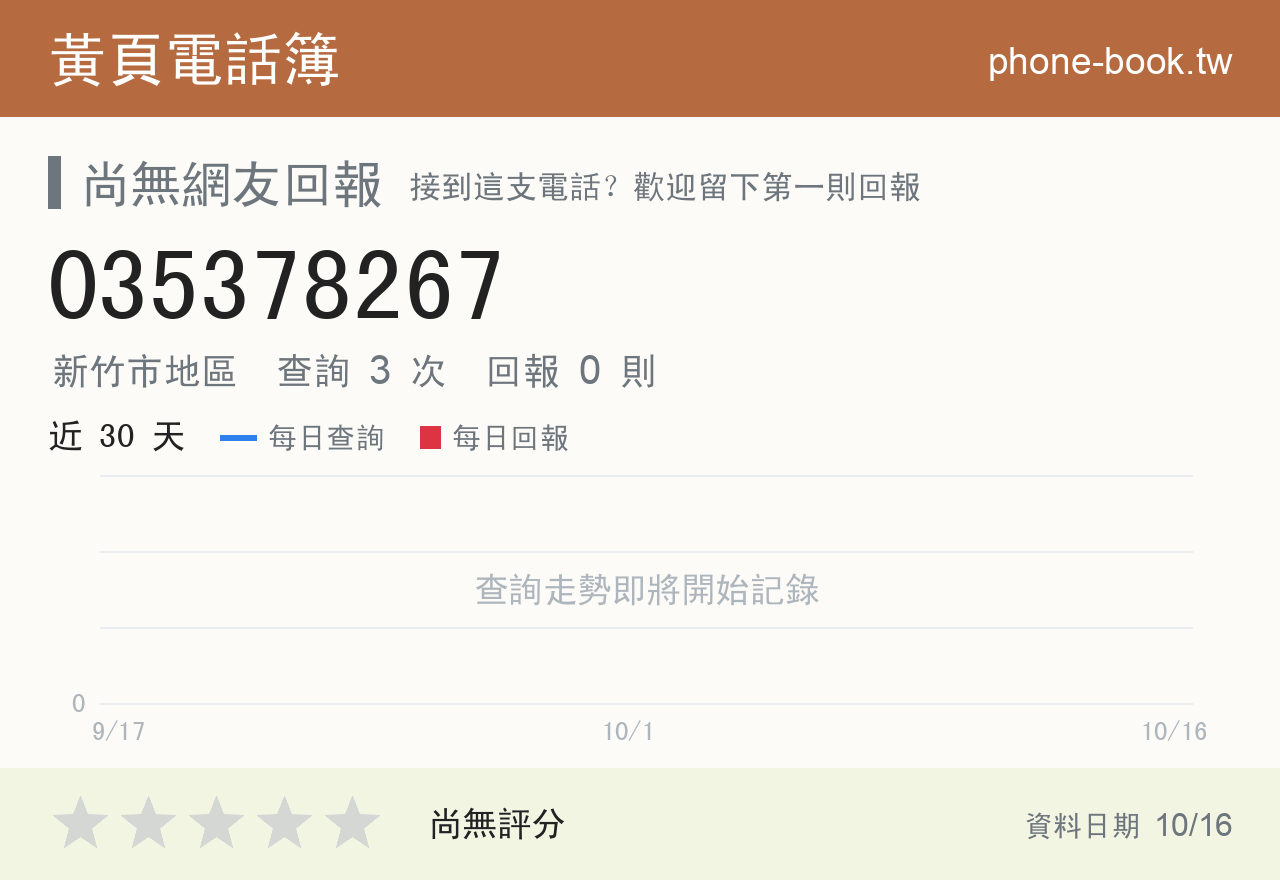 035378267 評分卡：查詢 3 次、網友回報 0 則